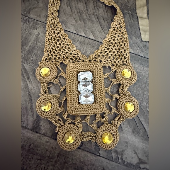 Banana Republic Crochet Macrae Necklace with Yellow and silver Accents - Picture 3 of 9